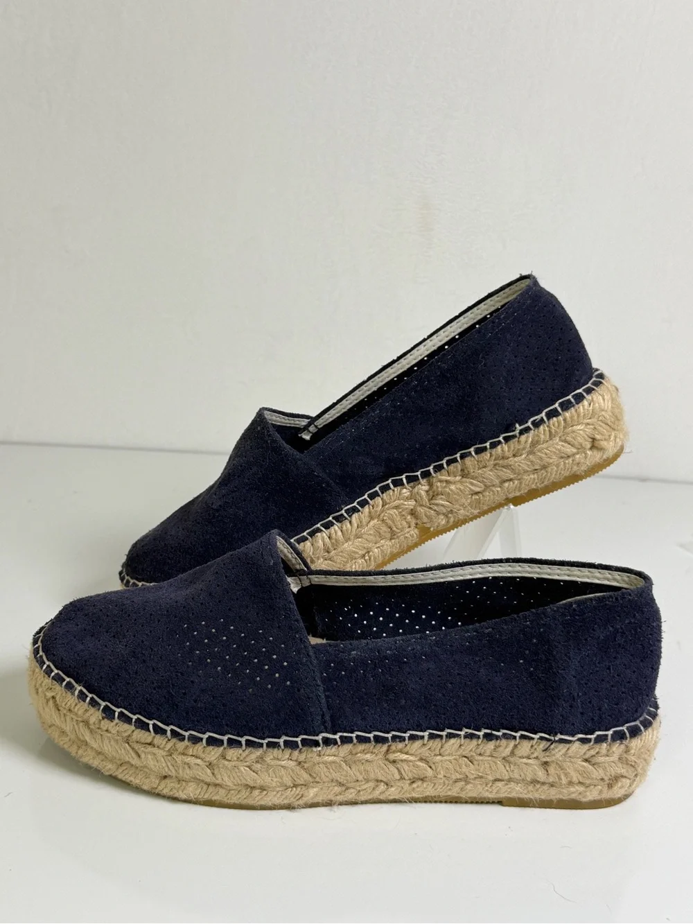 Espadrij L’Originale Women’s Navy Suede Platform Espadrille Loafer US 7.5-8 NWOT